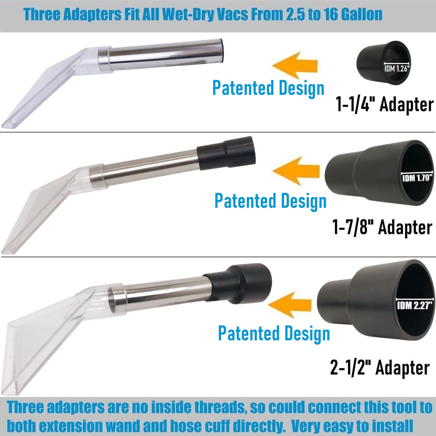 thumbnail image 2 of Shop Vac Extractor Kit - Convert Wet/Dry Vac To Carpet Cleaner - Includes Wand, Hose & Adapters For Upholstery Cleaning 2 of 13