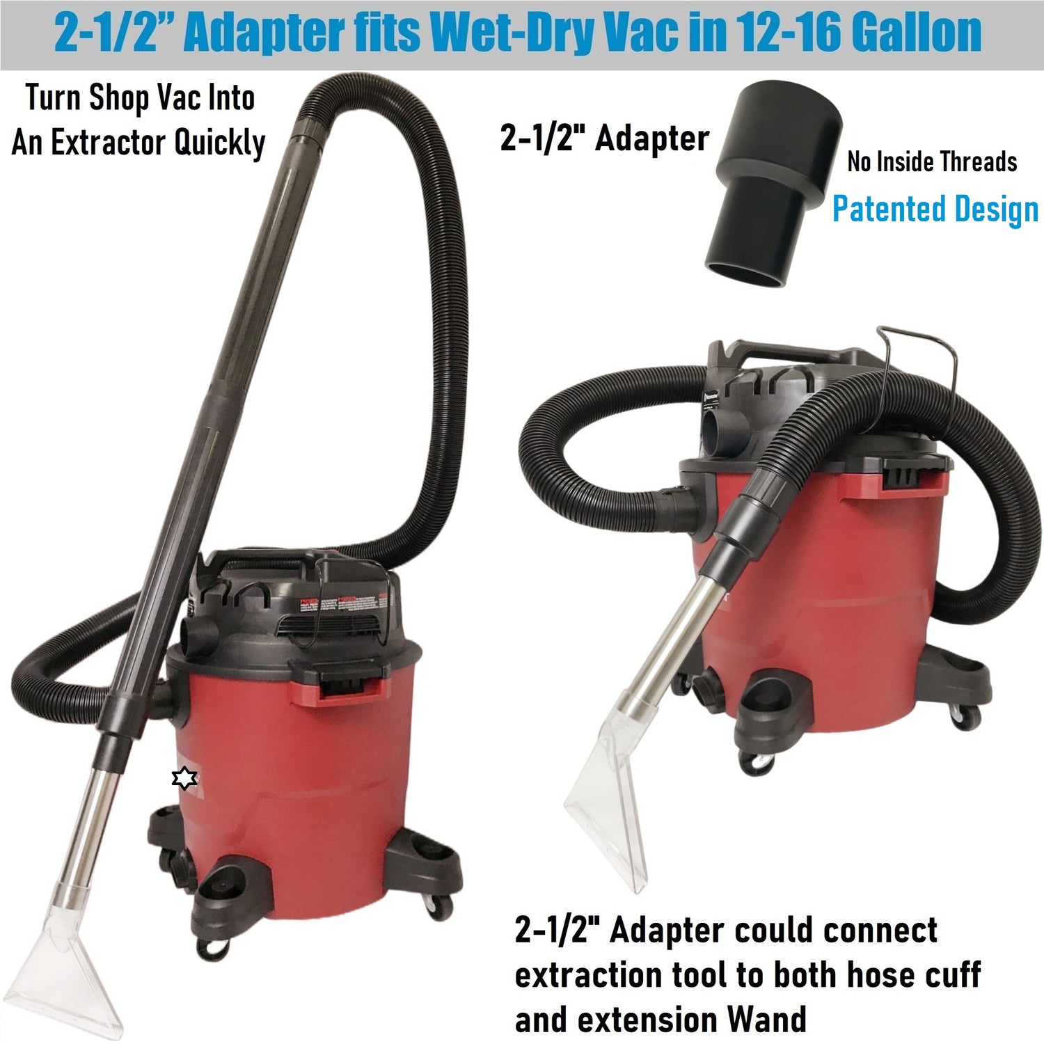 BRIUNN Shop Vac Extractor Attachment - Turn Shop Vac Into an Cleaning  Machine with Carpet Extractor Wand and Transparent Nozzle - Extractor  Attachment