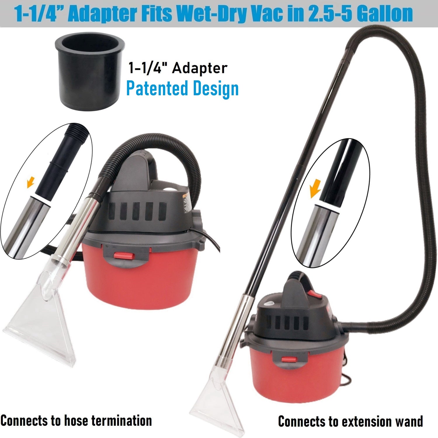 Shop Vac Extractor Attachment For Shop Vac in 2.5-9 Gallon with 7-1/2  Clear Head for Upholstery & Carpet Cleaning