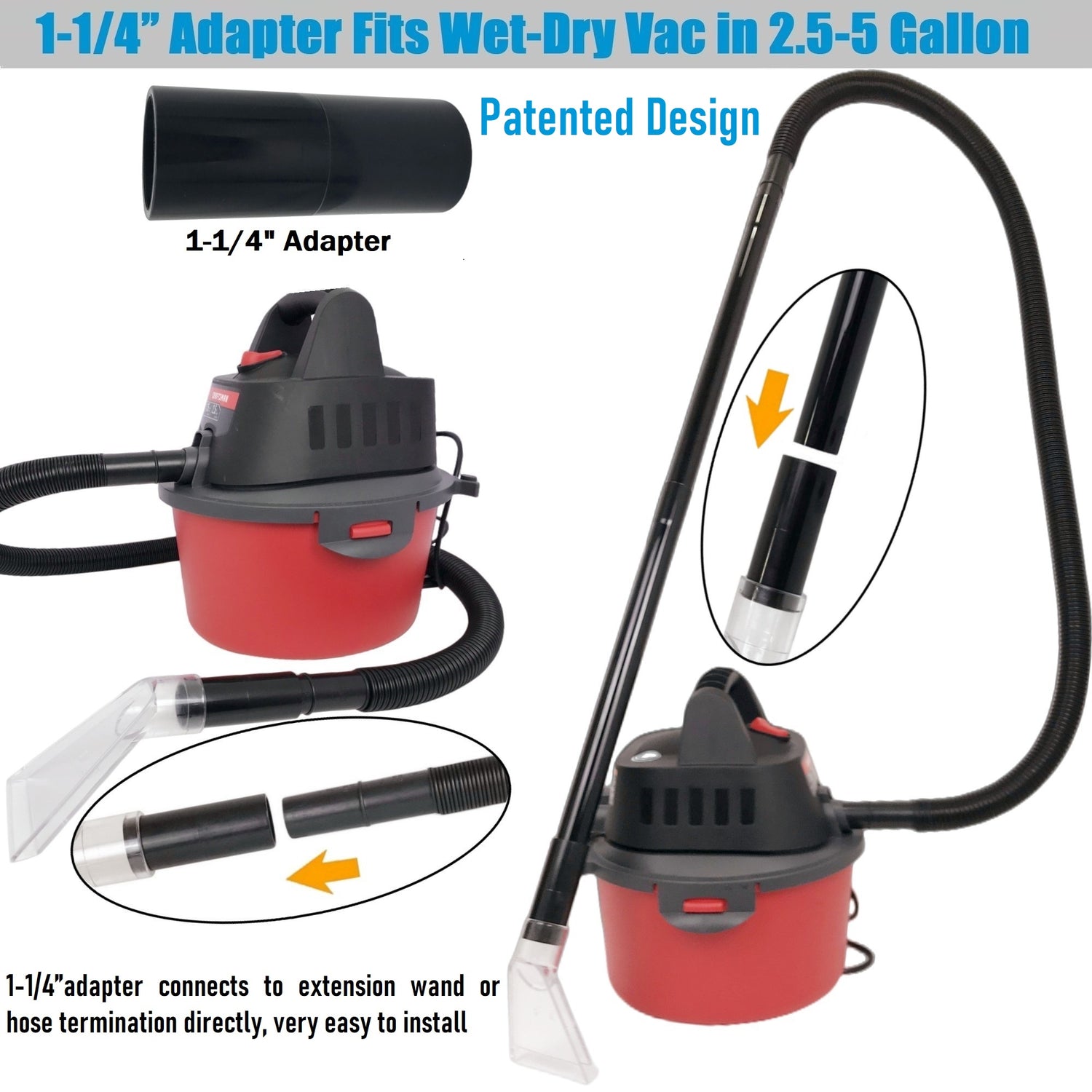 Happy Tree Universal Fits All Shop Vacs with 2-1/2& 1-7/8 & 1-1/4  Adapters Large 7-1/2& Small 3-1/2 Clear Head for Upholstery/Carpet  Cleaning, Shop Vac Extractor Attachment - Yahoo Shopping