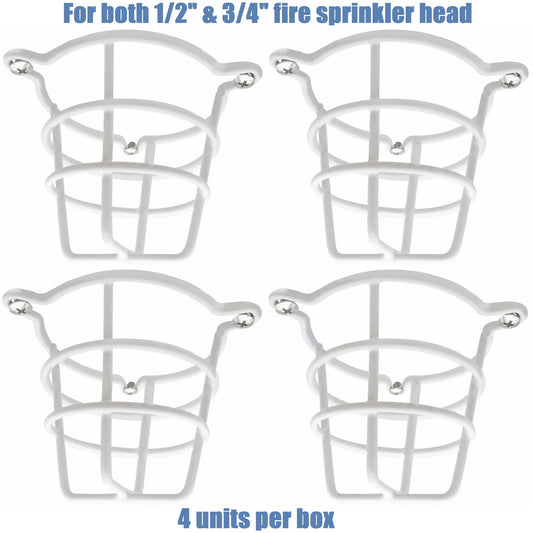 Happy Tree (4 Pack) White Fire Sprinkler Head Guard Cover for Both 1/2" & 3/4" Fire Head for Protecting Flush Mount & Side Wall & Pendent Head Semi - Recessed Sprinkler Head Cage