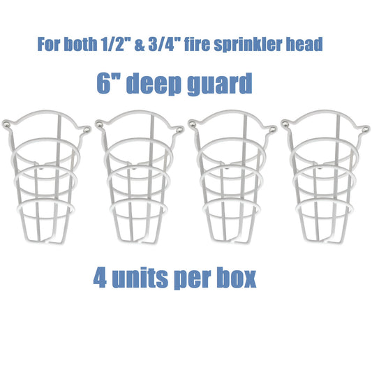 Happy Tree (4 Pack) White Fire Sprinkler Head Guard Cover for Both 1/2" & 3/4" Sprinkler Head 6" Deep Cage